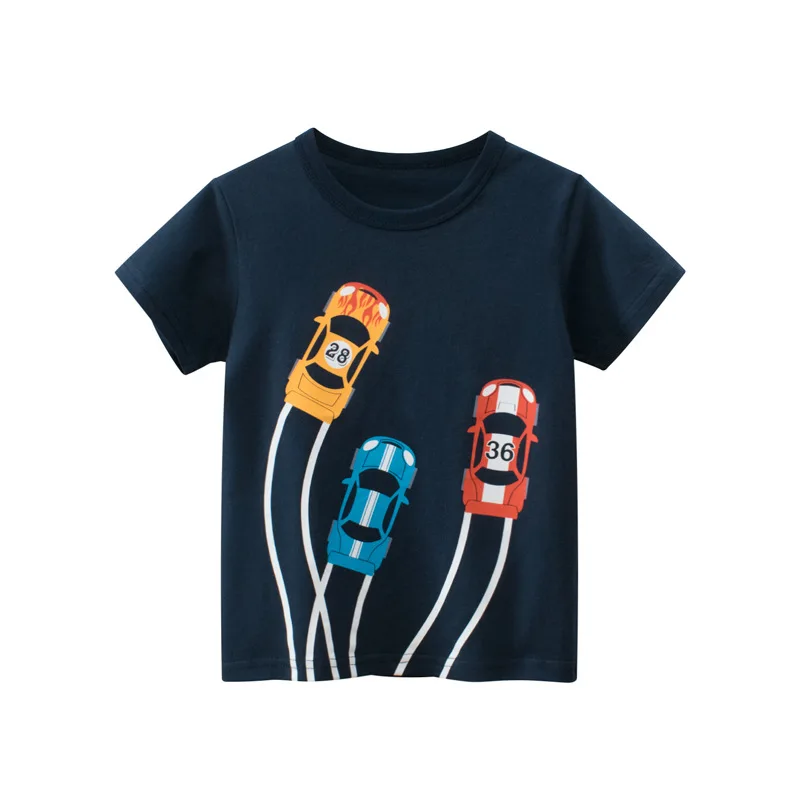 2023 New Korean Children's Car Pattern Clothing Summer Boys' Short Sleeve T-shirt Baby  Kids's Clothes Underlay Shirt