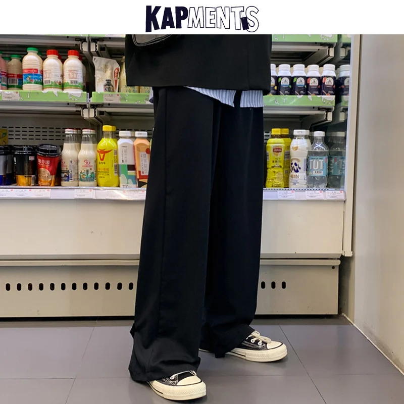 

KAPMENTS Men Overalls Wide Legs Streetwear Baggy Pants 2023 Spring Mens Black Harajuku Sweatpants Male Casual Harem Joggers 5XL