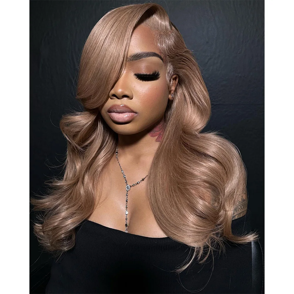 Парик на сетке Linhua Ash светлый коричневый цвет волнистые 13x4 прозрачные кружевные