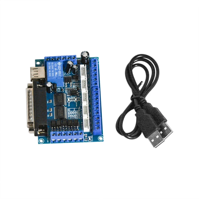 

1pcs 5 Axis CNC Breakout Board Interface With USB Cable For Stepper Motor Driver MACH3 CNC Board Parallel Port Control