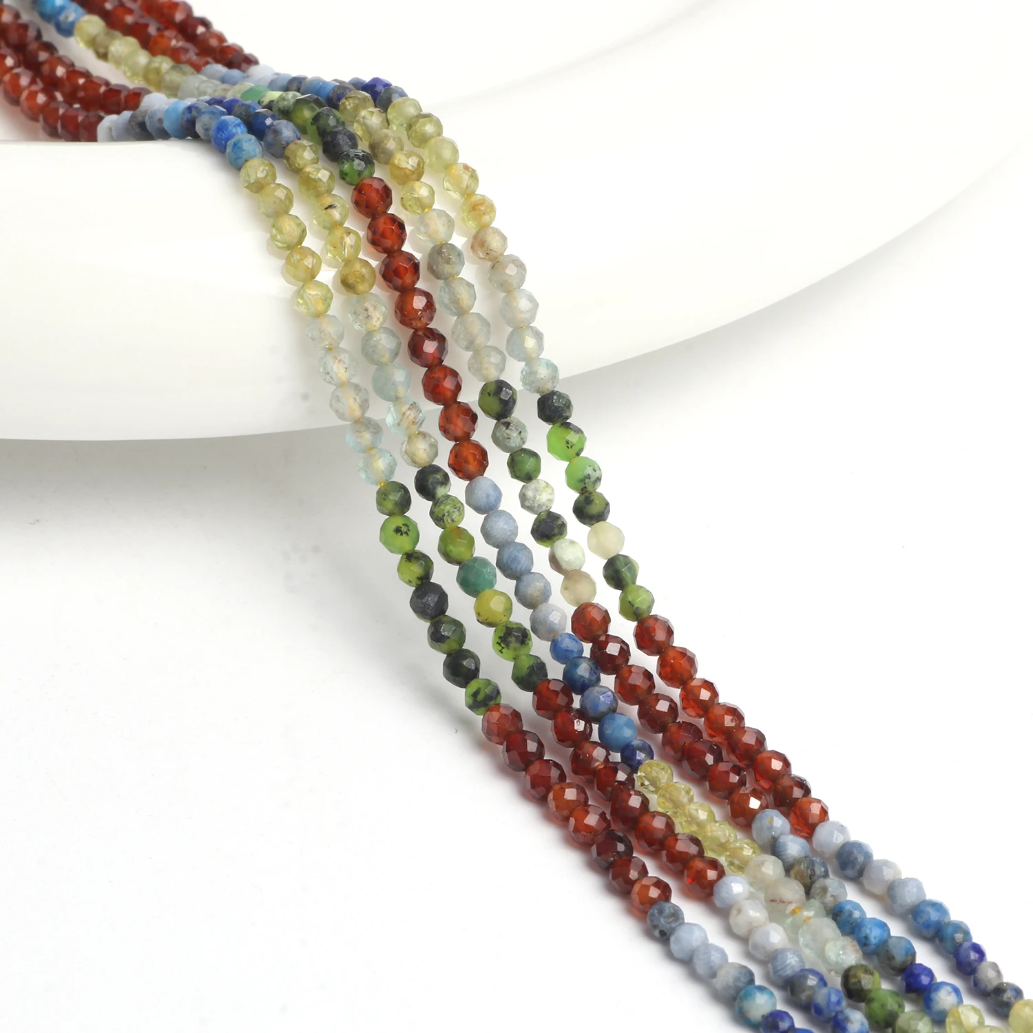 

Бусины с гранями и круглыми камнями, 2 мм