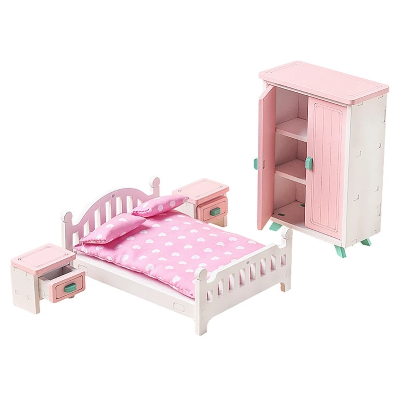 

Wooden Dollhouse Furniture Set Mini Wooden Furniture Kit Dollhouse Furniture Mini Bedroom Model Toys For Kid Gifts