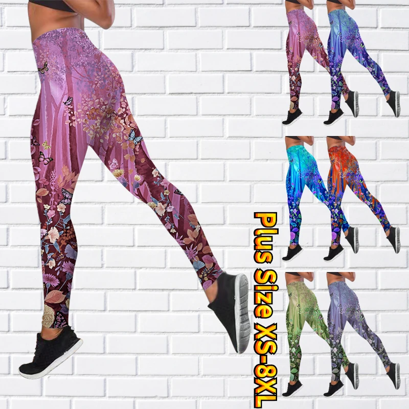 

2023 Women's Sports Tights Yoga Pants New Printed Sportswear Stretch Fitness Gym Tights High Waist Seamless Push-up Pants