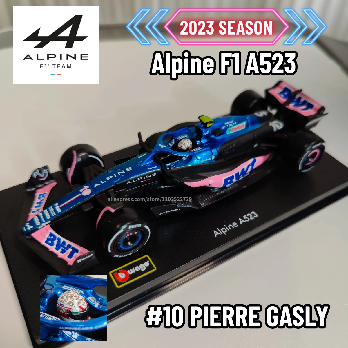 BBURAGO F1 2023 Alpine A523 Литая под давлением модель автомобиля в масштабе 1:43 копия