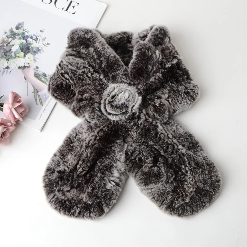 Новый зимний шарф из кроличьей шерсти рекс женский осенне-зимний теплый меховой