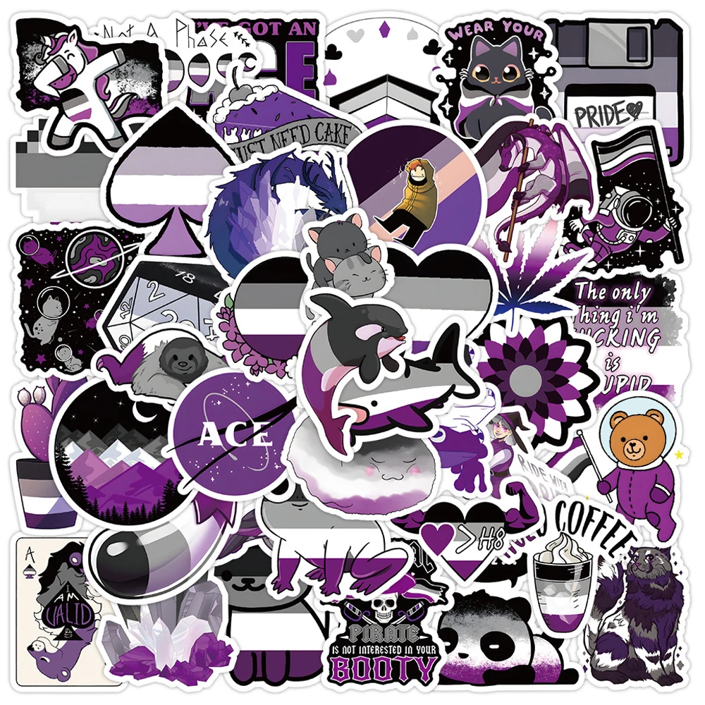 10/30/60pcs LGBTQIA ACE Community Nonsexuality Asexuality Asexual Pride Graffiti Stickers Skateboard Phone Luggage Decal Sticker