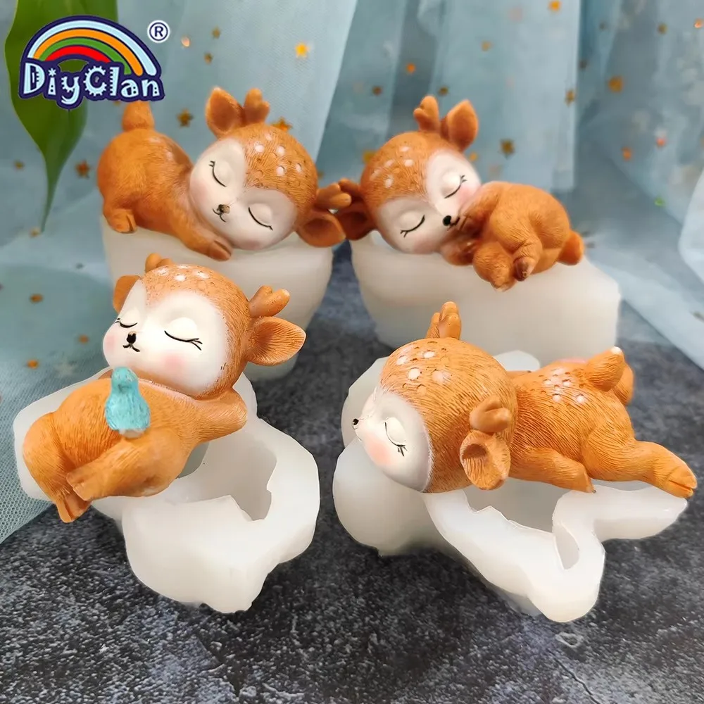 Фото 3D милый олень силиконовая форма для свечей DIY инструменты для украшения пятнистый олень ароматерапия гипсовая форма для рукоделия предметы домашнего обихода орнамент №4