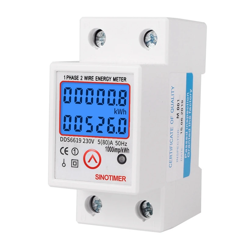 

SINOTIMER Kwh Voltage Current Power Consumption Meter Wattmeter 230V AC Energy Meter