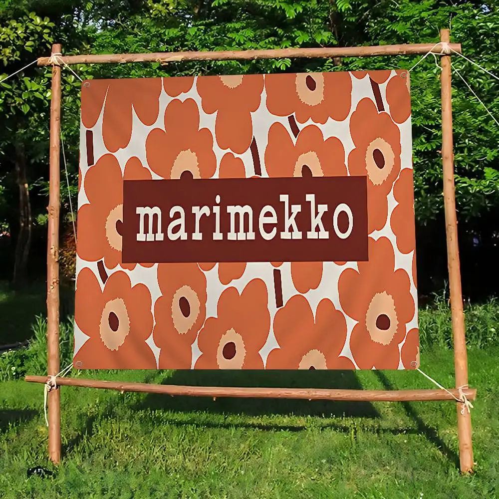 Фото Флаги Marimekko U-Unikko с цветочным узором для семейных встреч, создания атмосферы на природе, украшения для кемпинга, баннеры №2