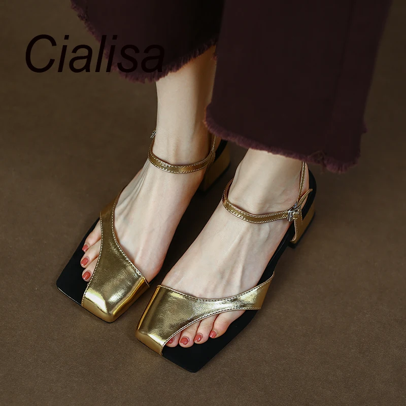 

Женские босоножки из натуральной кожи, на среднем каблуке, 40 цветов