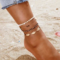 shell beads anklets set for women beach anklet bracelet handmade bohemian foot chain boho jewelry sandals gift