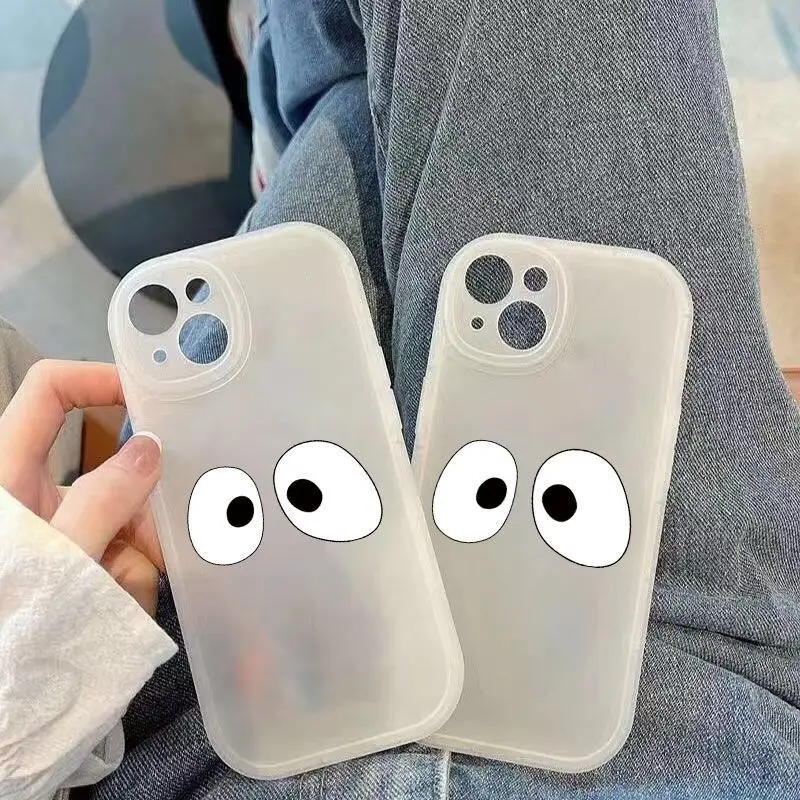 

Funny cute cartoon eyes phone case for iphone 12 mini 13 pro max 11 shockproof back cover for iphone xr xs x 7 plus 8 se2 se3 6s
