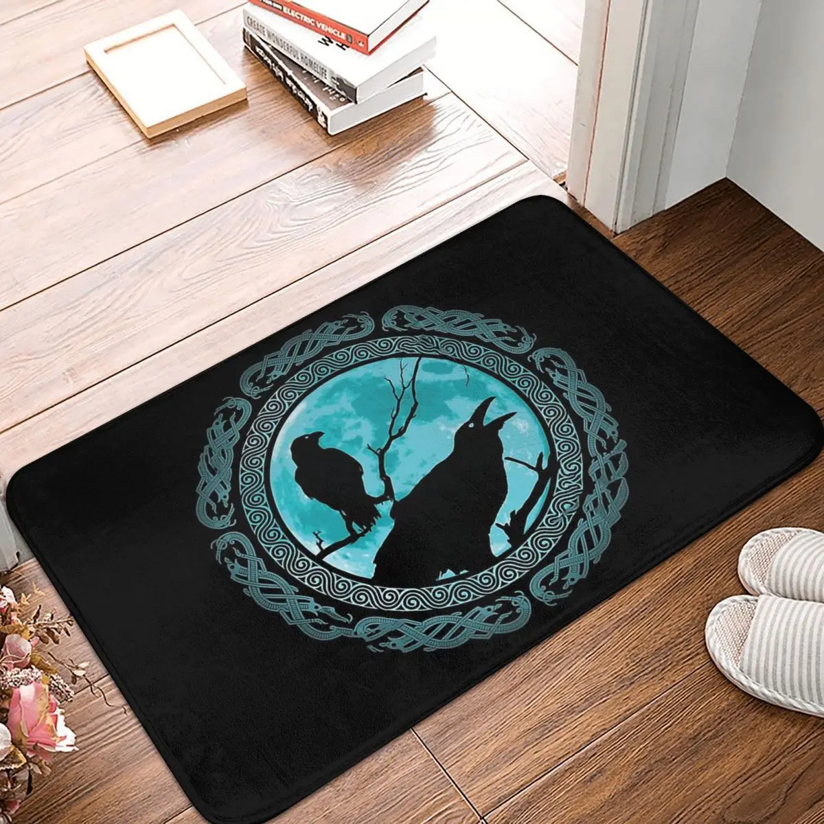 

Vikings Non-slip Doormat Hugin Munin Odins Ravens Bath Bedroom Mat Prayer Carpet Indoor Modern Decor