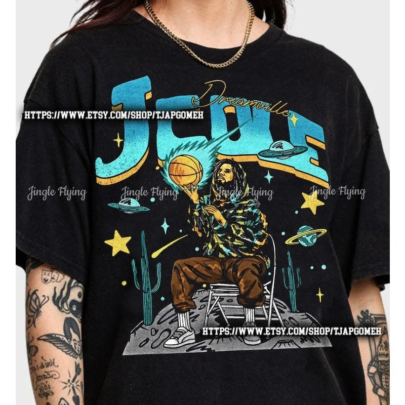 J Cole Dreamville винтажный подарок для женщин и мужчин футболка унисекс Tp09