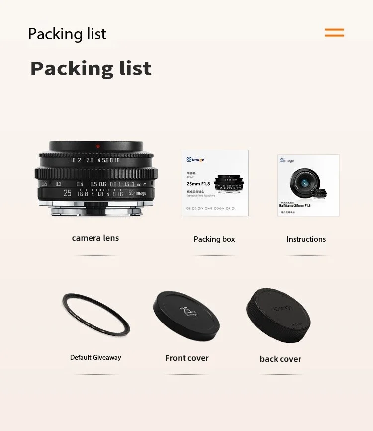 Объектив Фотоаппарата SGimage 25 мм F1.8 фотообъектив с широким углом ручной