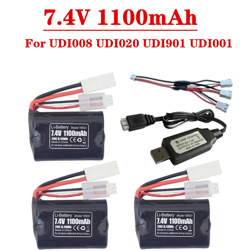 

7,4 в 1100 мАч Lipo батарея набор зарядное устройство для UDI008 UDI020 UDI901 UDI001 Высокоскоростной RC лодка электрический RC игрушки гребная запасная батар...