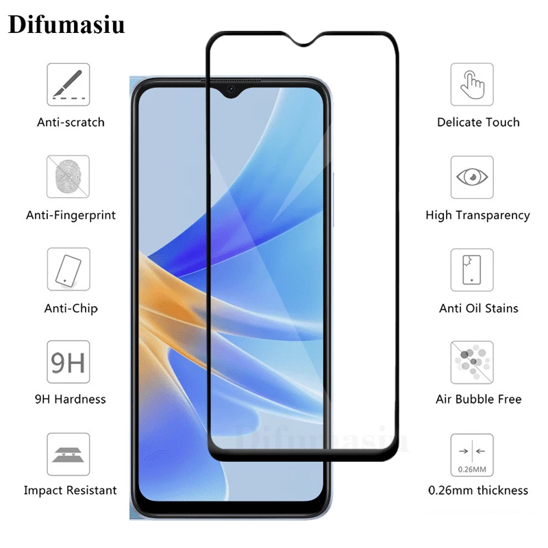 Закаленное стекло 3 в 1 для OPPO A17 защита всего экрана A78 A58 A38 A98 5G A16K пленка объектива