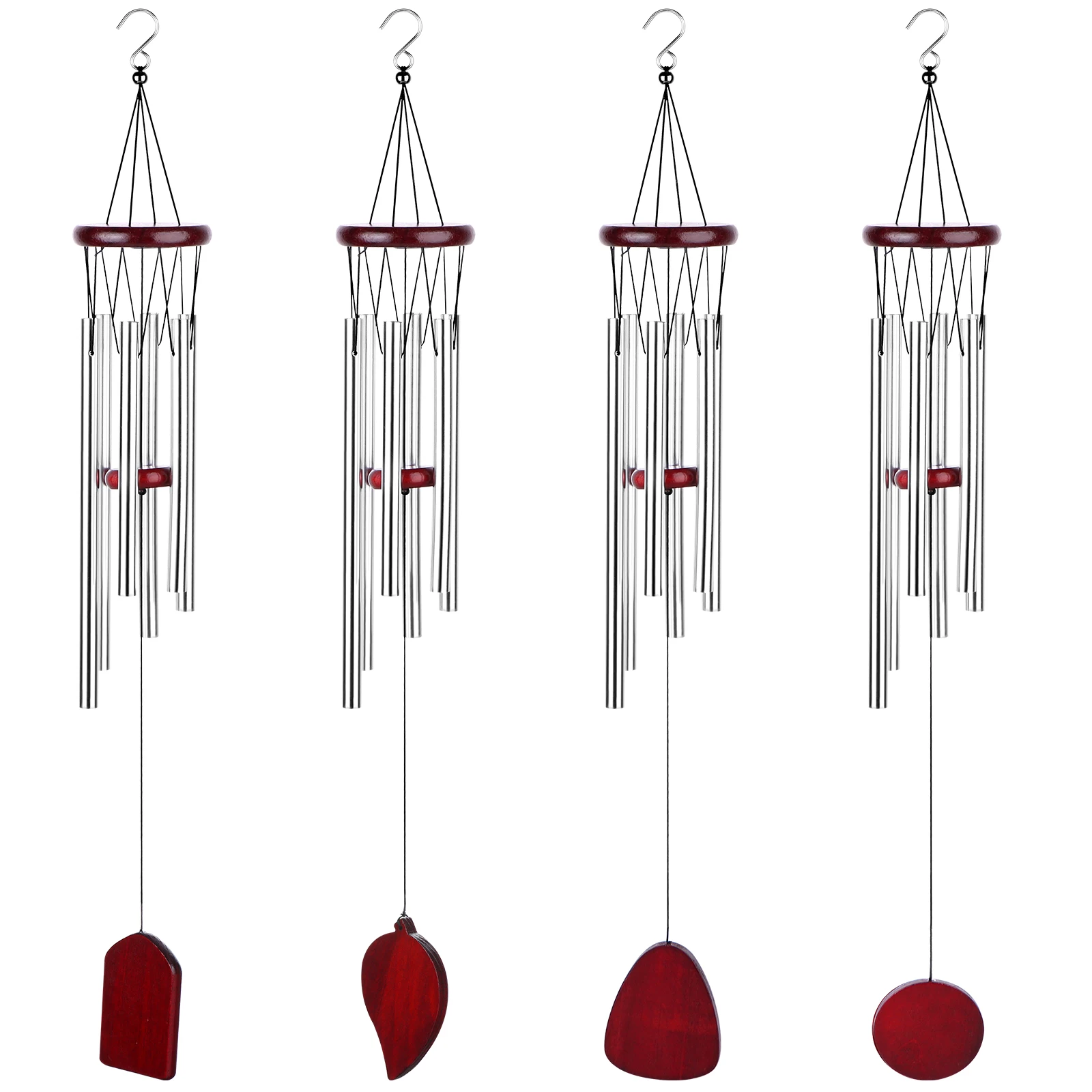 4 шт. ветряные колокольчики 27 дюймов уличные медные красные глубокий тон с 6