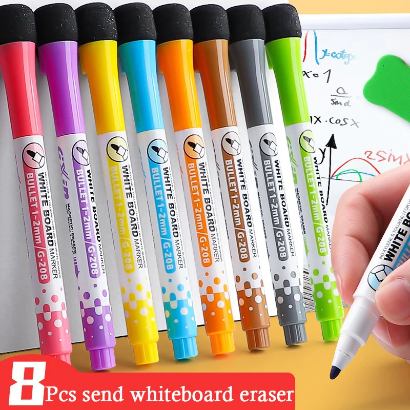 Fine Tip Magnetic Erasable Whiteboard Pens For Kids Teachers