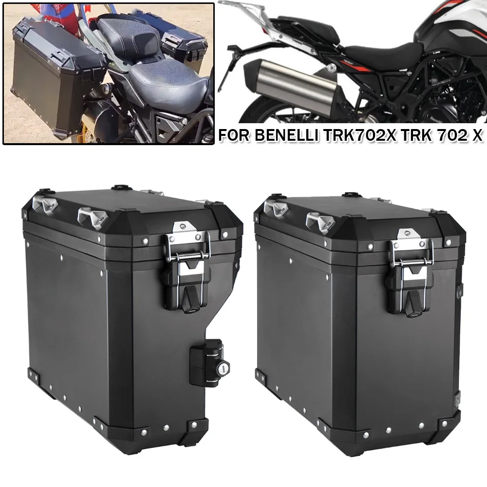 

Motorcycle Pannier Aluminum Black Luggage Box For Benelli TRK702X TRK 702 X 702X 2023 Left Right Side Case With Lock Cylinder