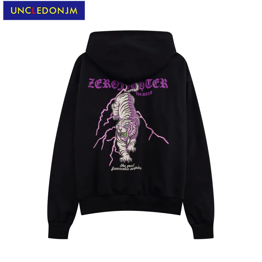

Худи UNCLEDONJM с принтом тигра, мужская Японская уличная одежда, модная Толстовка в стиле хип-хоп, мужские и женские худи с графическим принтом