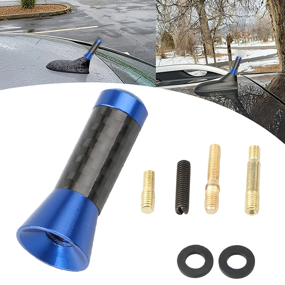 

Universal 3.5cm Car Roof Antenna Enhanced Signal FM/AM Carbon Fiber Screw Metal Short Stubby Mast Car Radio Aerial Accessories