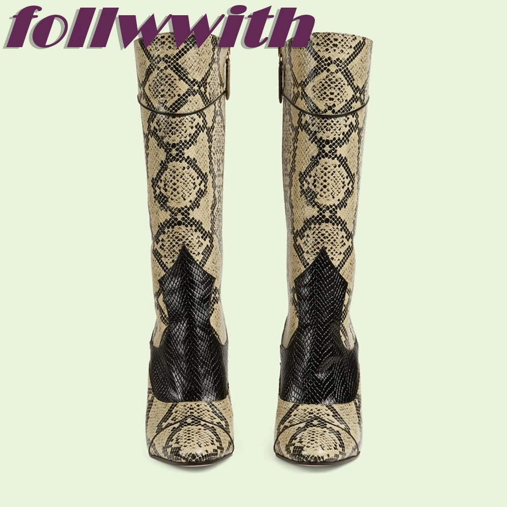 Уникальные Дизайнерские Сапоги в стиле пэчворк со змеиным узором на