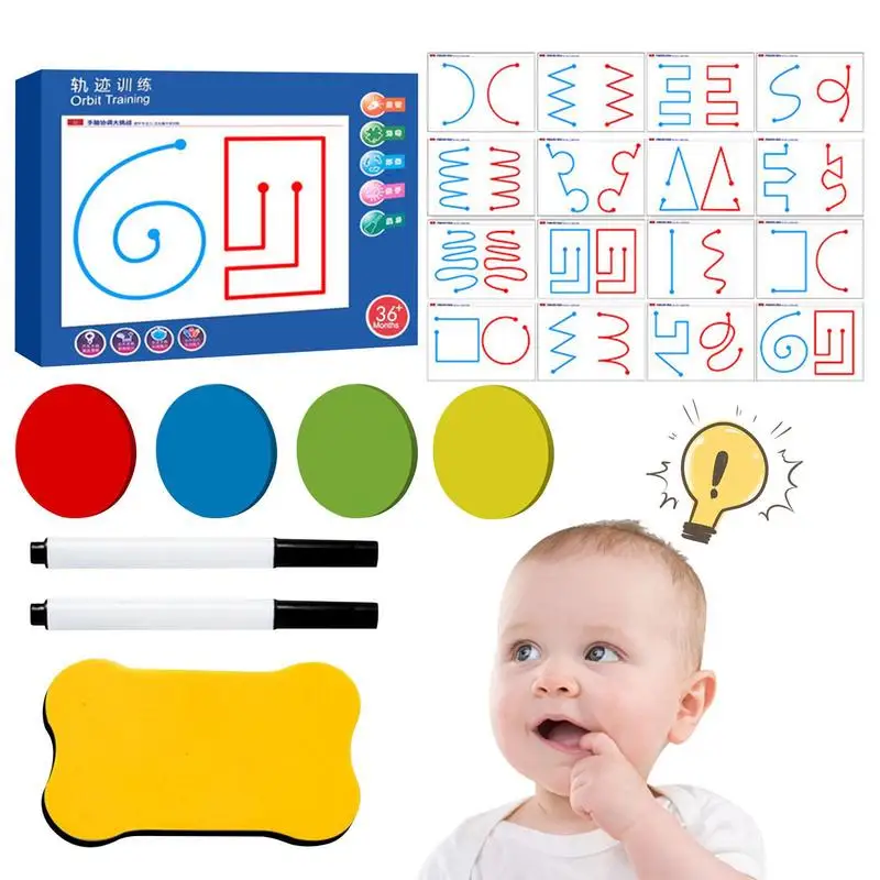 

Montessori Drawing Toy Pen Control Training Color Shape Match Game Set Toddler Learn Activities Educational Book