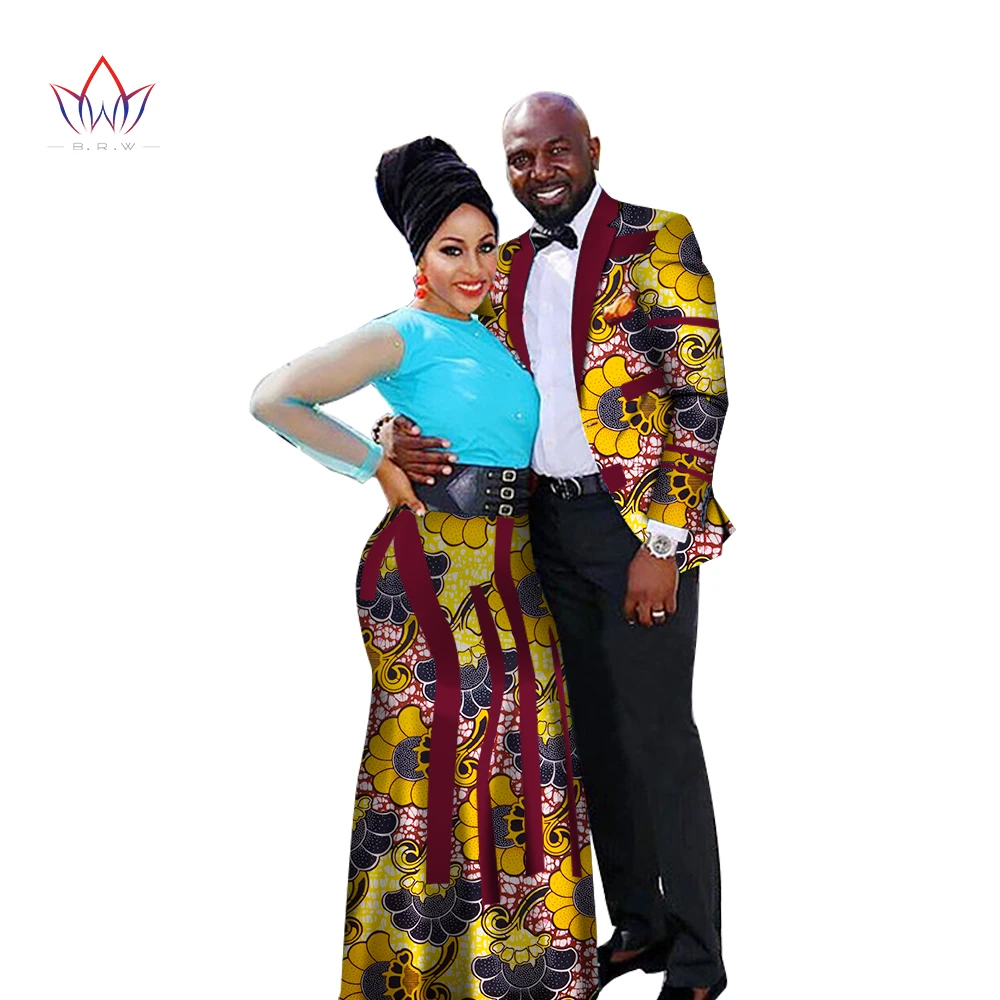 Fashion African Couple Wedding Clothing Dashiki Women Skirt & Men Shirt for Lovers Casual Loose Traditional Clothing WYQ66