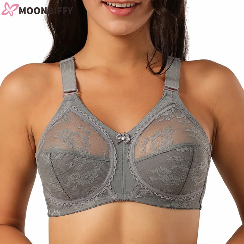 

Push Up Sexy Lace Lingerie Women Underwear Unlined Wire Free Full Coverage Ultra Thin Wireless Large Size Adjusted-straps Bras