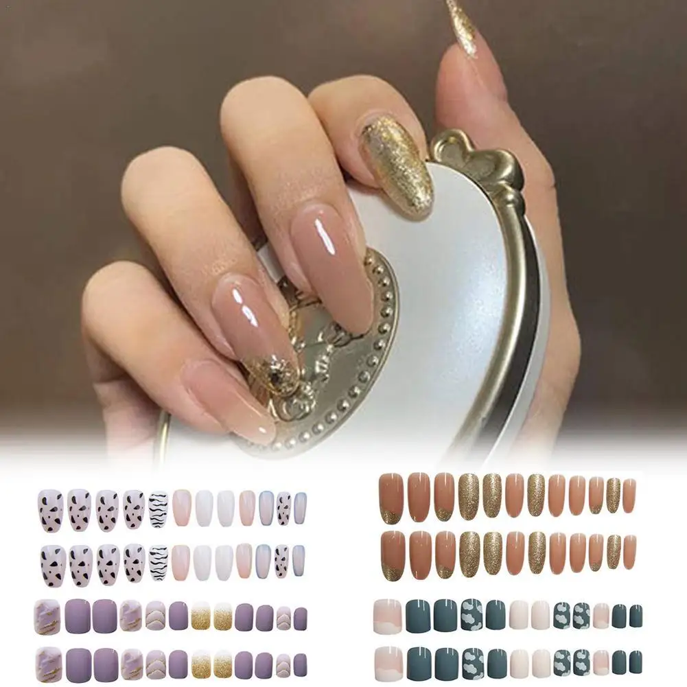 

24pcs/Set Fake Nails Charming Reusable Artificial Removable False Nails Wearable Finished Fingernails Press On Nail Tips Product