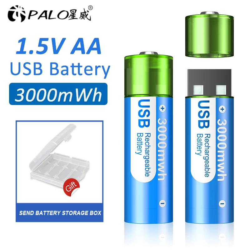 

PALO 2-16PCS 1.5V AA Rechargeable Li-ion battery AA USB Rechargeable AA Lithium Battery For Toys Watch MP3 Player Thermometer