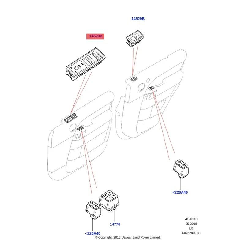 LR 186368 123006 166298 113038 Автозапчасти переключатель окна для спортивных автомобильных