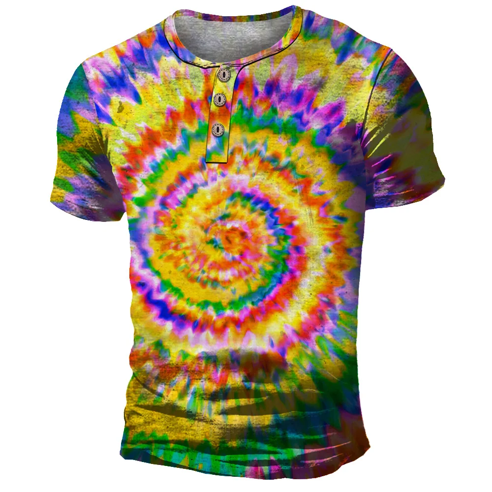 

Футболка мужская с радужным принтом, Модный повседневный топ с круглым вырезом, в стиле хип-хоп, с объемным принтом головокружения, лето