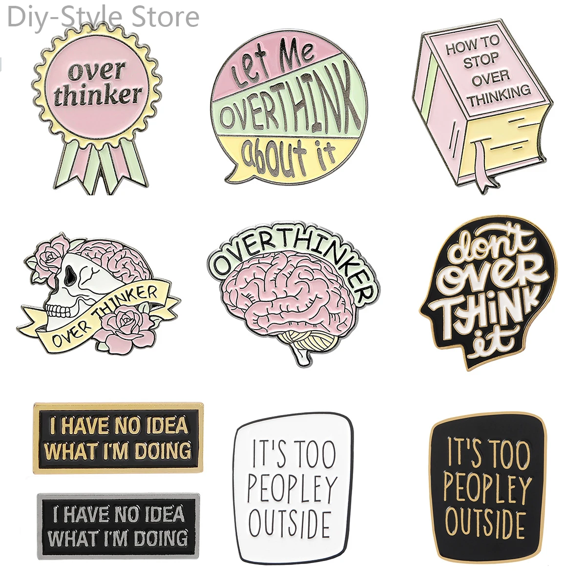 

Over Thinker Brooch Care Over Thinking Brooch Care Anxiety Autism Brooch Clothing Backpack Alloy Brooch Badge Enamel Lapel Pins
