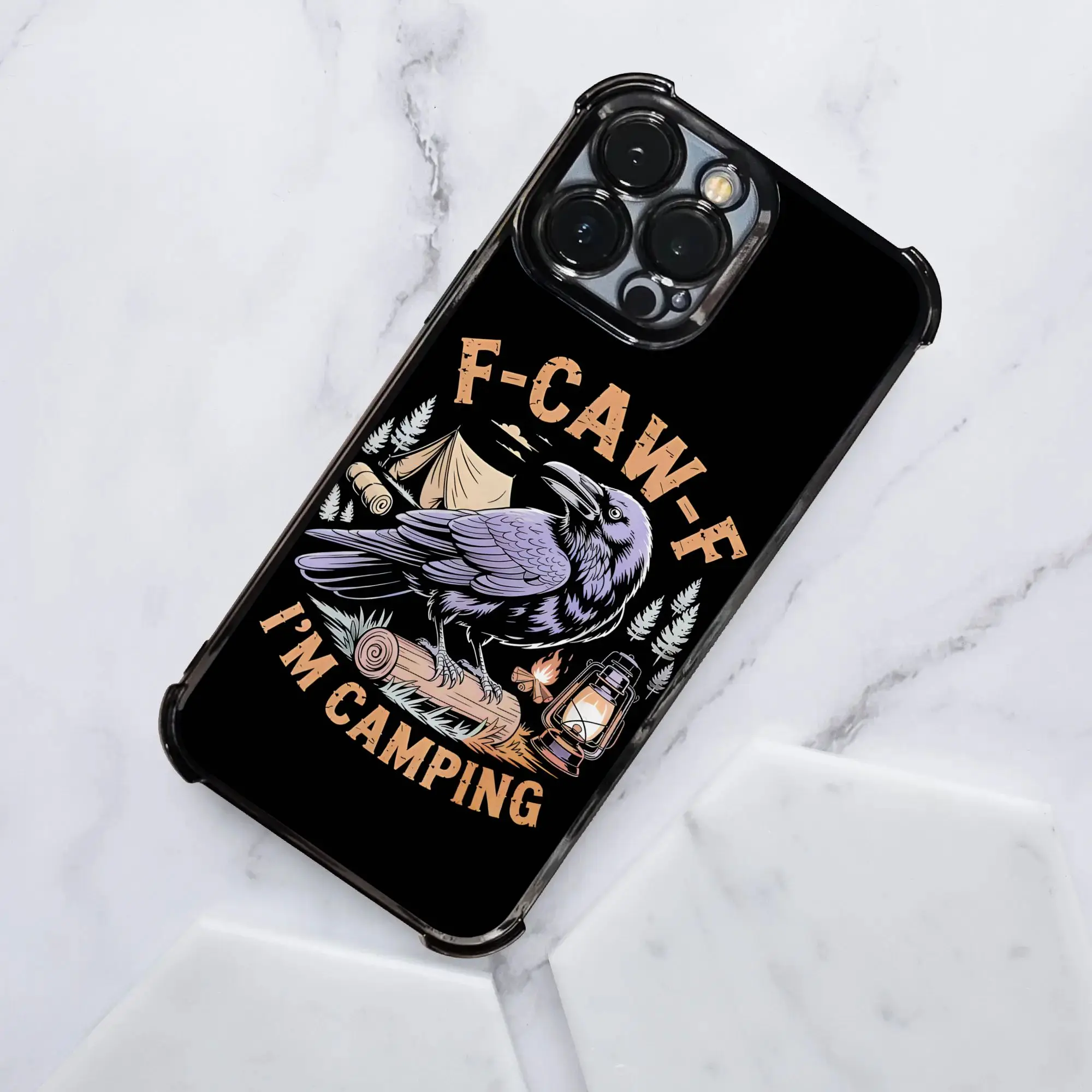 Забавный чехол для телефона с изображением ворона F CAW F I'm Camping Outdoors Adventure, с гальваническим покрытием, для iPhone, различные модели (art.: 3920dca7ac2b3) - 3920dca7ac2b3
