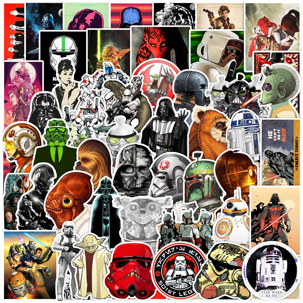 

10/30/50pcs Vintage Disney Star Wars Waterproof Stickers Kids Decal Toys Graffiti Skateboard Laptop Phone Car Cool Anime Sticker