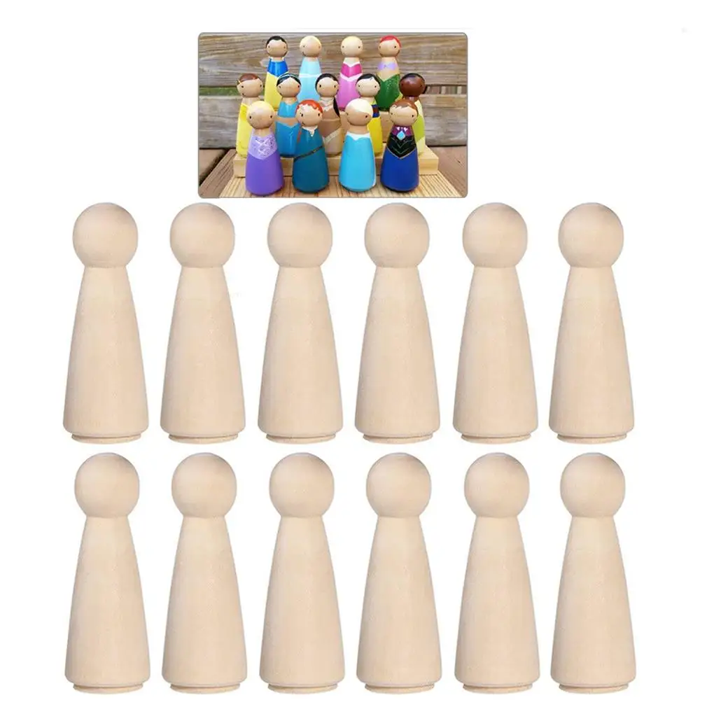 

20 Pcs kindergarten DIY Dolls Peg People Baby Crafts Creative Doll Wooden Figures Painting Angel Bodies Detail Disposal