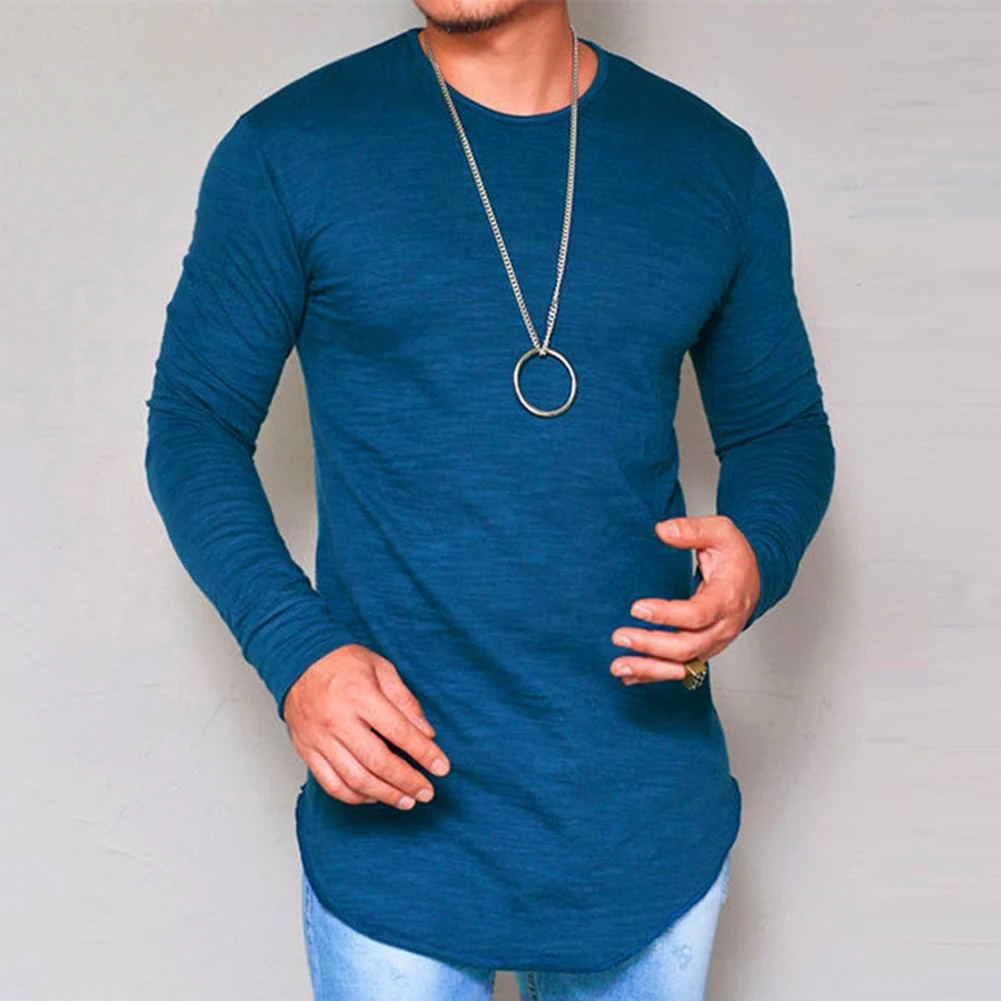 

B1693 collar leisure pure color long sleeve streetwear funny tshirt long sleeve tshirt for men