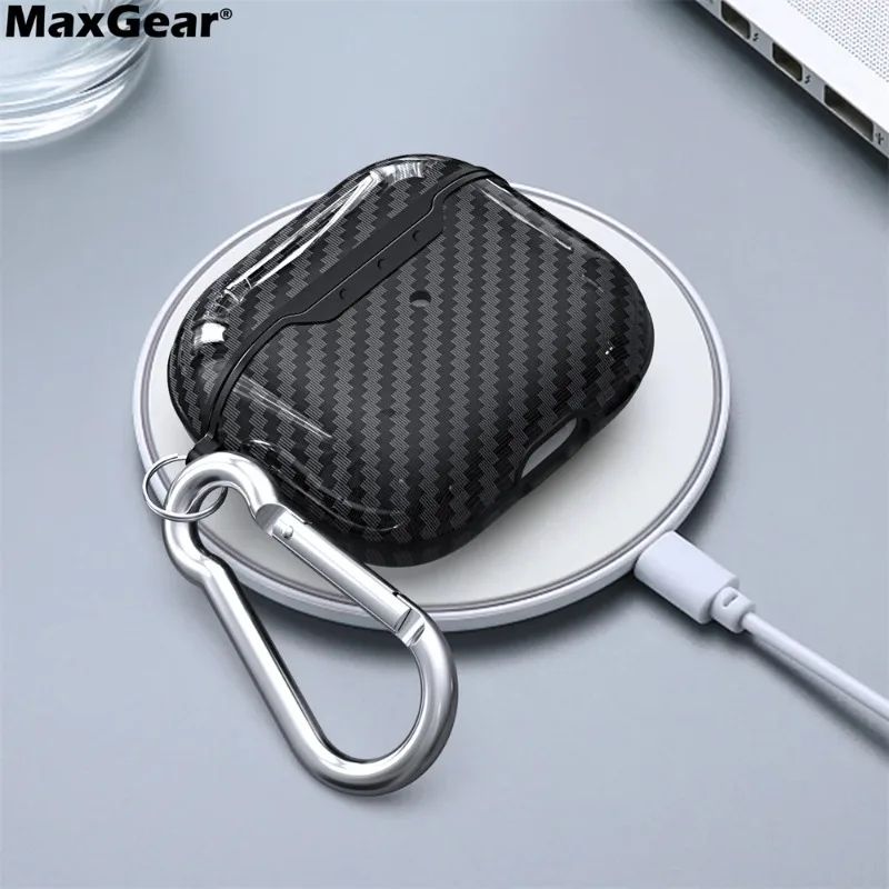 Чехол для наушников с узором из углеродного волокна Airpods 4 3 1/2 цвет в ассортименте