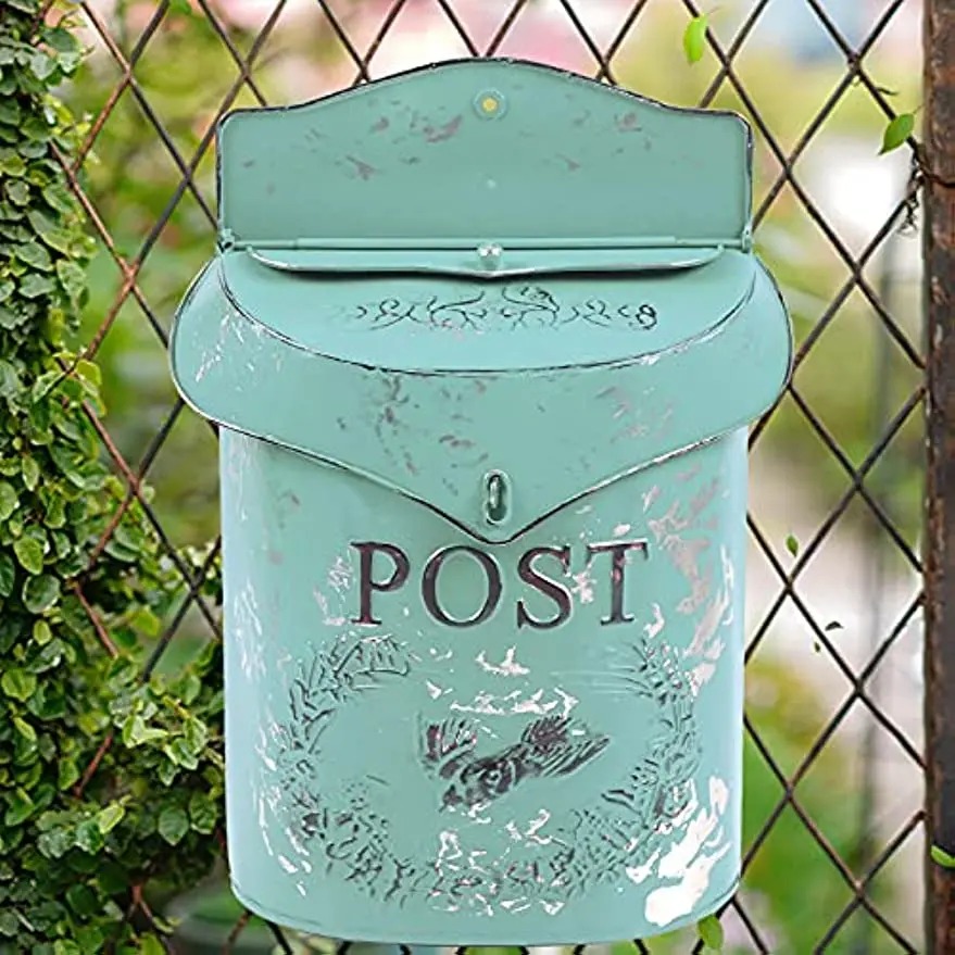 Decorative Post Mail Box Green, 15.55 X 10.8 X 3.5 Inches