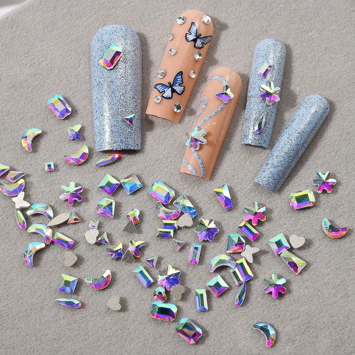 Маникюрные драгоценные камни AB плоские особой формы искусственные мини любовь