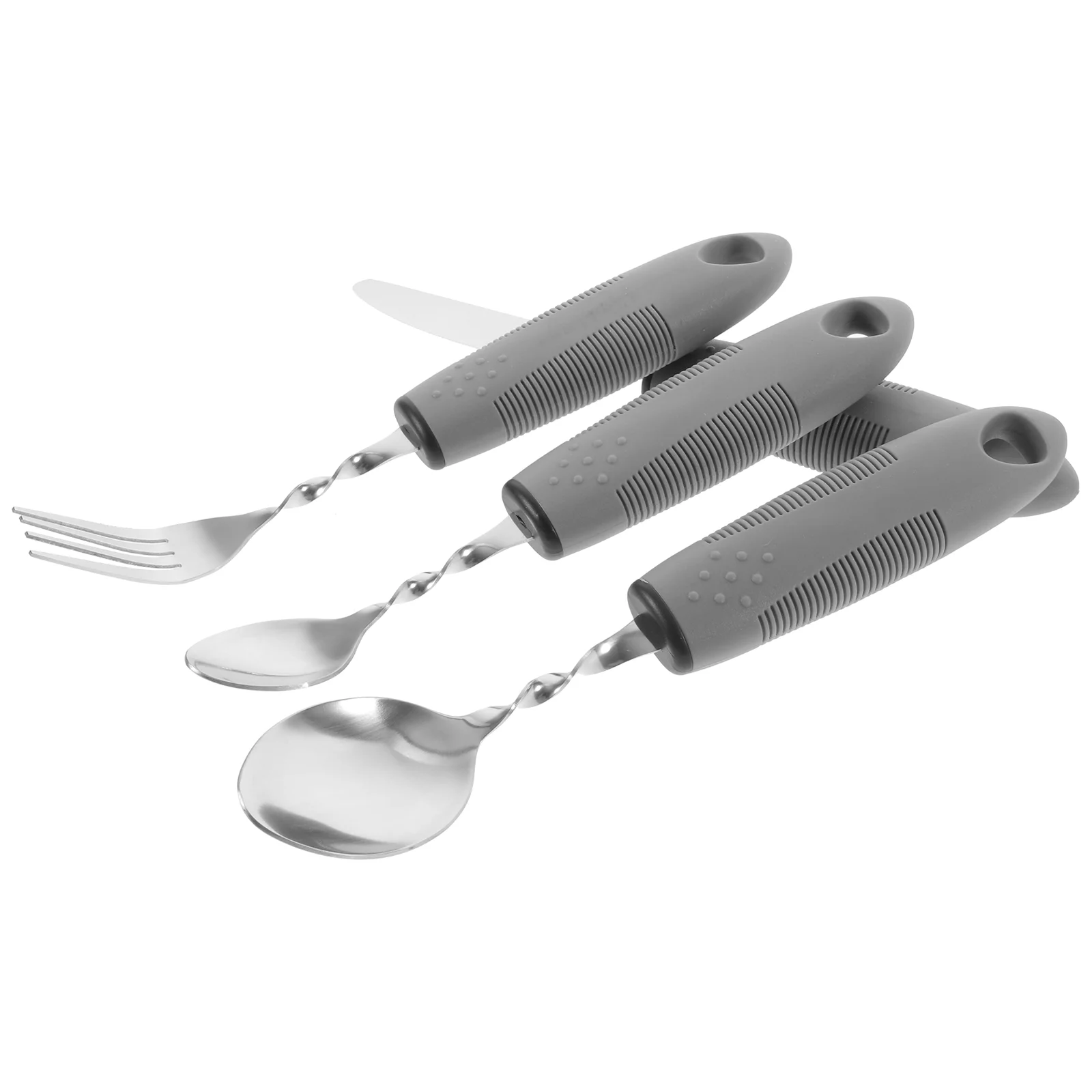 

Elderly Eating Tableware Stainless Steel Serving Utensils Anti-skid Portable Cutlery