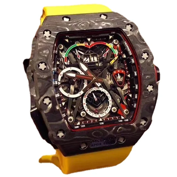 

High-Top Mens NTPT Carbon Fiber Multi-function Mechanical Automatic Movement Carbon Fiber Canvas Rubber strap