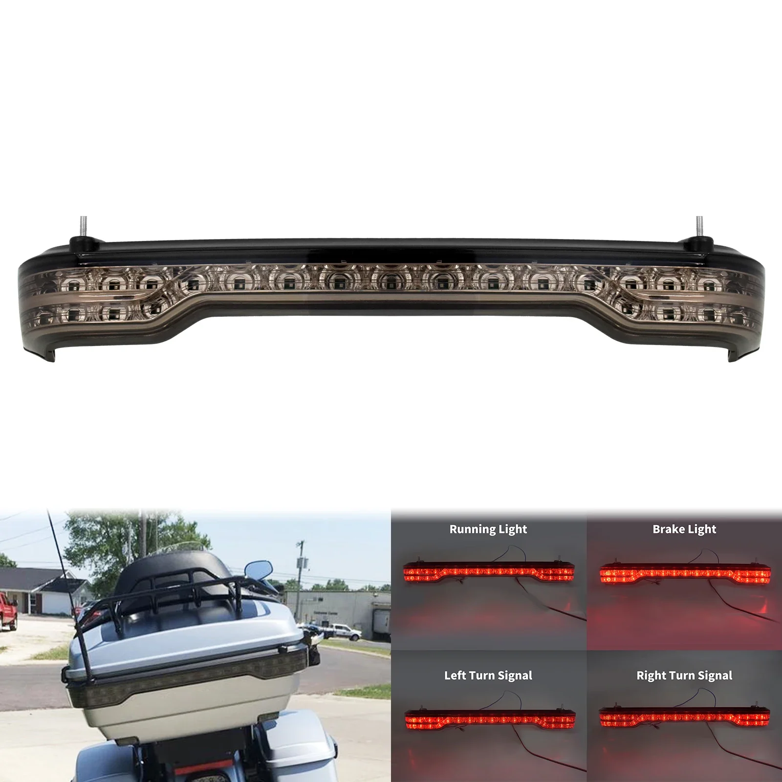 

Мотоцикл Tour Luggage King Задний светодиодный фонарь Tour Pack Тормозной сигнал поворота Задний фонарь для Harley Touring Road Glide Limited 14-2024