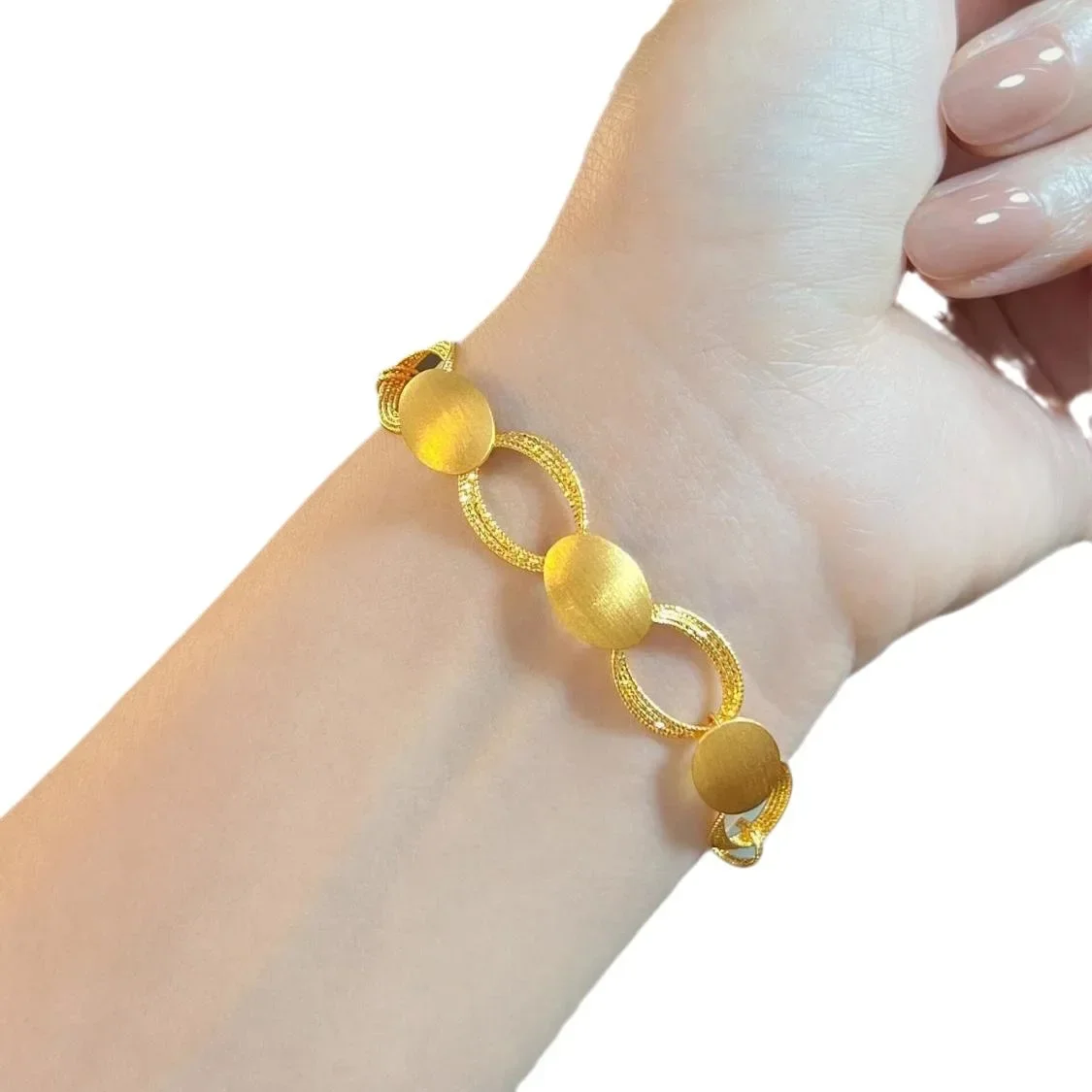 Желтое золото 24 карата 9999 настоящее ретро свет и тень шелковое ореол матовое