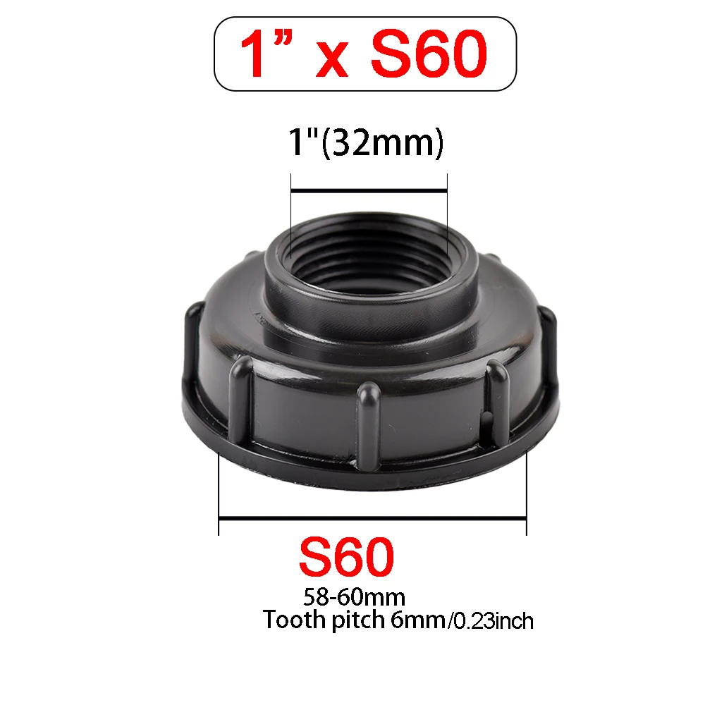 

Соединитель для бака IBC пластиковый черный+серебро 60х1/2"3/4"
