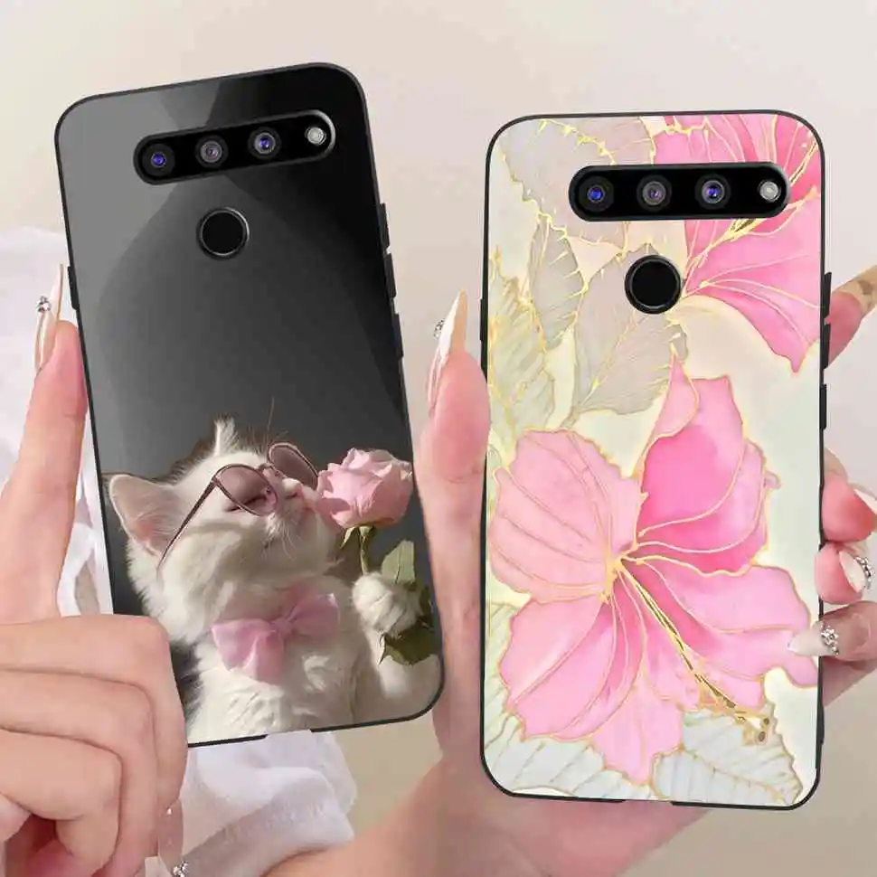 Фото Чехол для LG V50 ThinQ 5G LM-V500, силиконовый чехол из ТПУ с красивыми цветами, черный, для LG v50 ThinQ 5G LM-V500N, защитные чехлы для телефонов №3