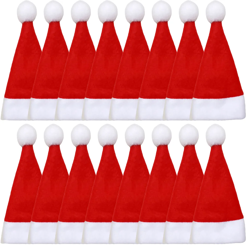 

25 Pcs Mini Santa Hat Hats Silverware Holder Dinner Table Decor Bottle Cover Christmas Ornament