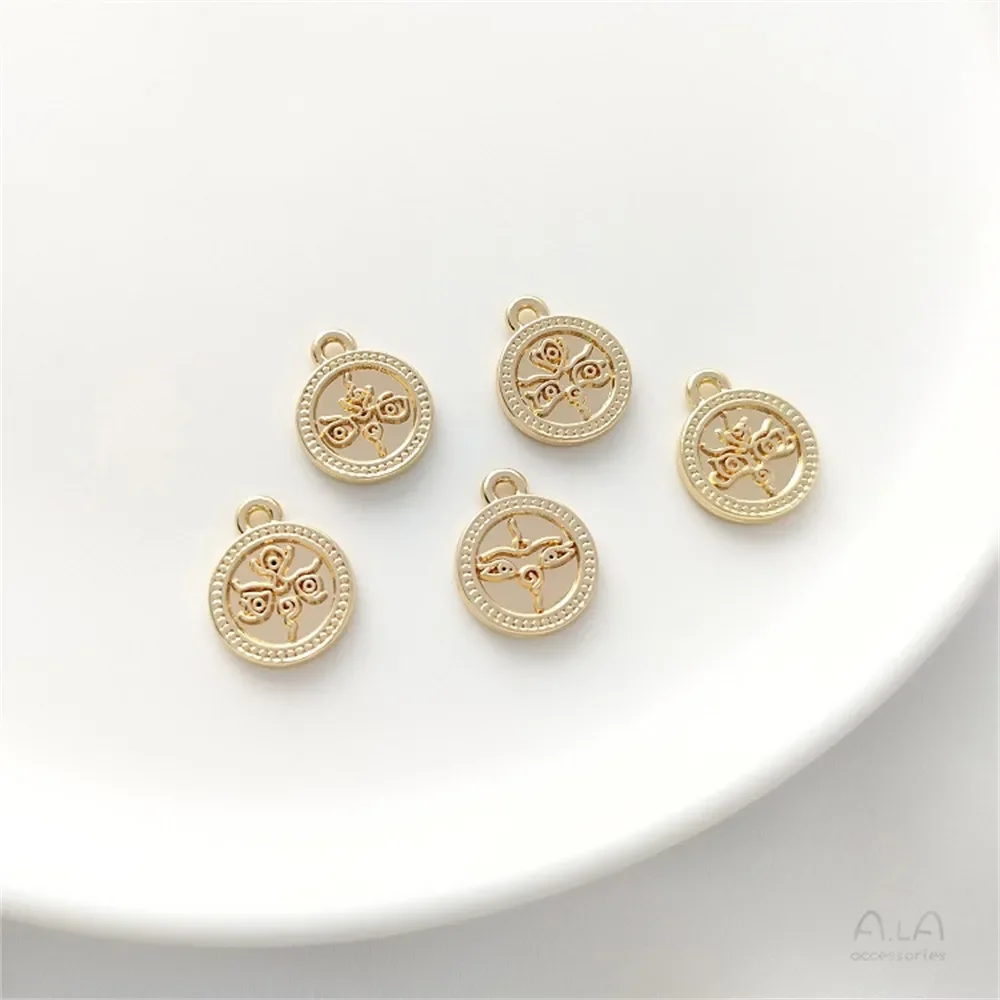 Подвеска-подвеска в золоте 14 карат с круглыми бирками браслет ручной работы